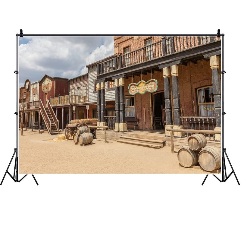 Laeacco 7x5ft Photography Background Old Wild West Cowboy Town Saloon USA Vintage Saloon Central Arizona Background Party Decoration Birthday - Image 3